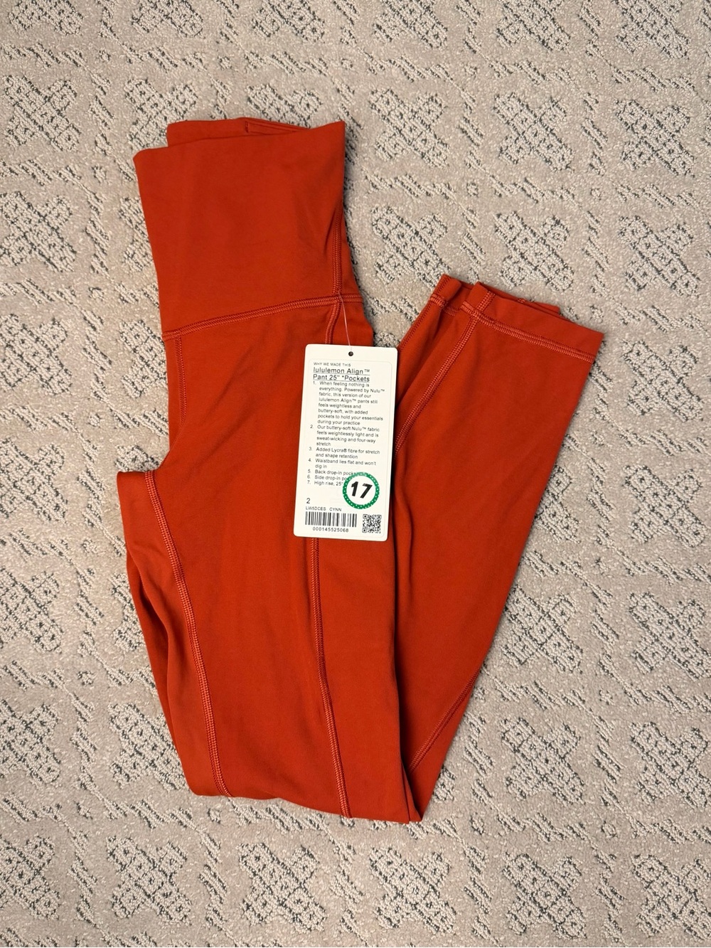 lululemon NWT align High-Rise with pocket size 2 25” in Cayenne